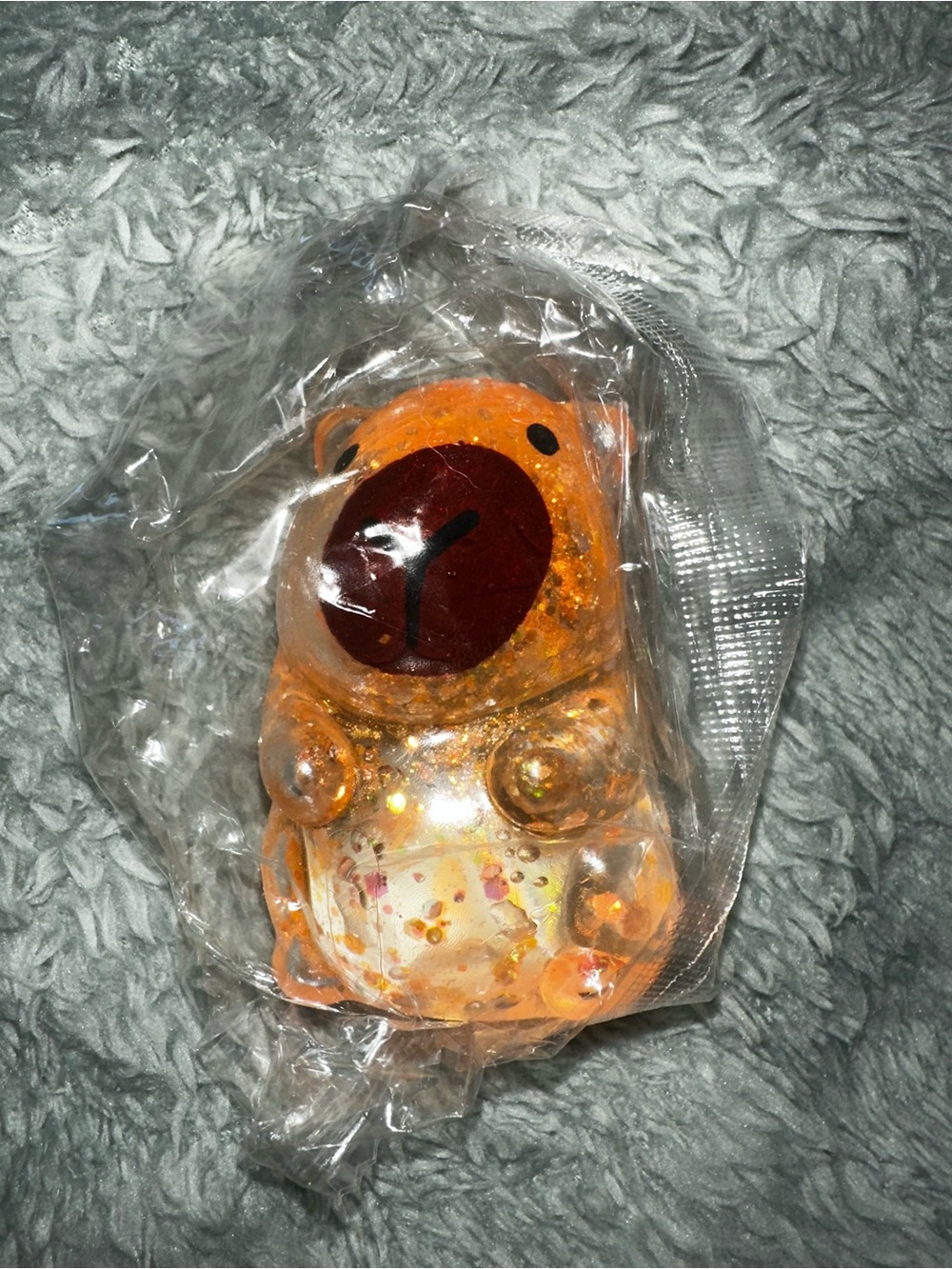 Glitter Orange Capy Bear Squishy Toy - Cute Kids Learning Accessory